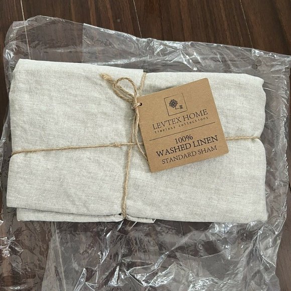 Levtex Home Washed Linen Standard Pillow Sham in Natural - Picture 1 of 3